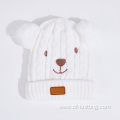 Baby autumn and winter double-layer knitted brim hat